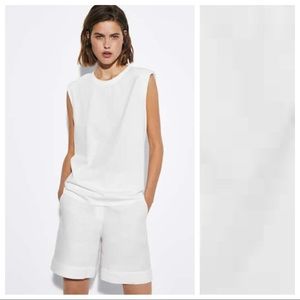 Massimo Dutti White 100% Cotton Straight Top. Size S.